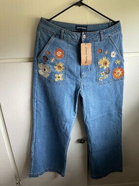 70s Inspired Vintage Flare Floral Princess Highway Jeans